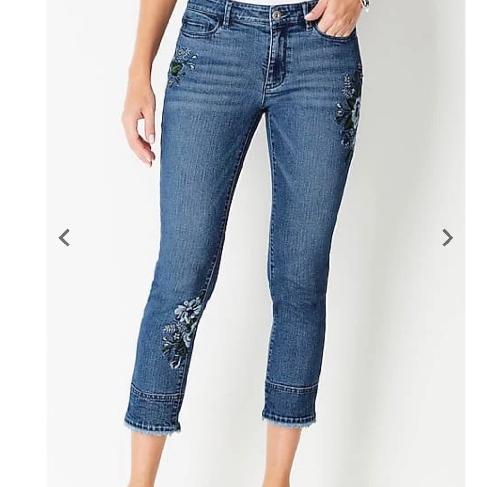 J Jill Authentic Fit Fringed-Hem Cropped Jeans